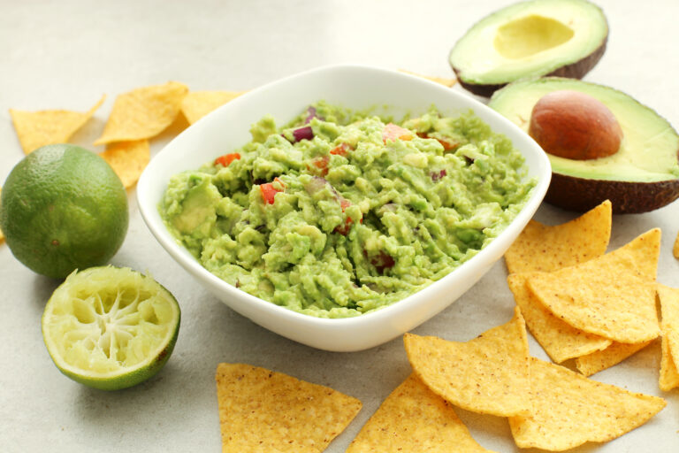 Delicious guacamole dip on the table